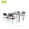 Dining Table Chair Set Tempered Glass Outdoor Furniture